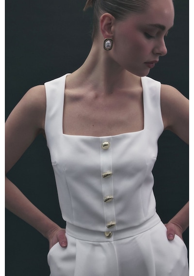 Sateen Lucy Crop - Ekru-137133 Ekru