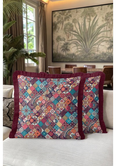 Etnik Patchwork Saçaklı Yastık Kılıfı - Bohem Çiçekli Mor Turkuaz Püsküllü Kırlent Kılıfı Doygun Deniz Kabak Etnik Patchwork Saçaklı Yastık Kılıfı - Bohem Çiçekli Mor Turkuaz Püsküllü Kırlent Kılıfı Doygun Deniz Kabak