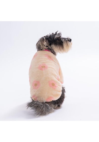 Krem Çiçek Desenli Soft Garden Sweat Dar Kalıp Kedi Köpek Sweati Kedi Köpek Kıyafeti Köpek Peluşu Sıcak Tutan Sweat