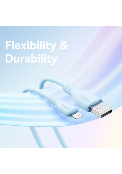 Baseus Puding Serisi 2.4a Usb - 8 Pin Hızlı Şarj Veri Kablosu, Uzunluk: 1.2m Mavi