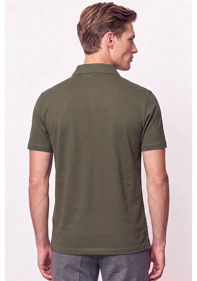 Efor Slim Fit Pamuklu Kıvrılmaz Polo Yaka Haki Tişört Ts 928