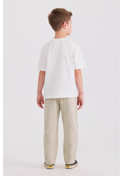 Panço Erkek Çocuk Baskılı Ekru Tişört 2611bk05004 Krem