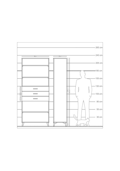 Arges Dolap 4 Raflı 3 Çekmeceli 88x30x221 Antrasit-aytaşı Antrasit