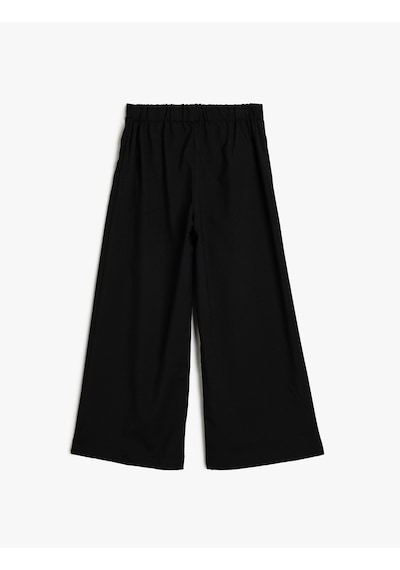 Koton Geniş Paça Pantolon Beli Lastikli Siyah 5wkg40026aw Siyah
