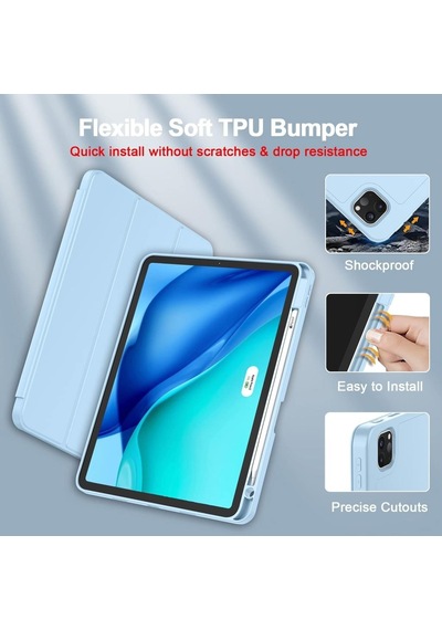 Apple Uyumlu iPad, Pro 12.9 5. Nesil 2021 Kılıf Kalem Bölmeli Smart Case