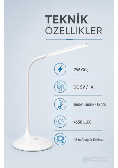 Taotronics Tt-dl1004 Esnek 3 Renk Led Masa Lambası Beyaz