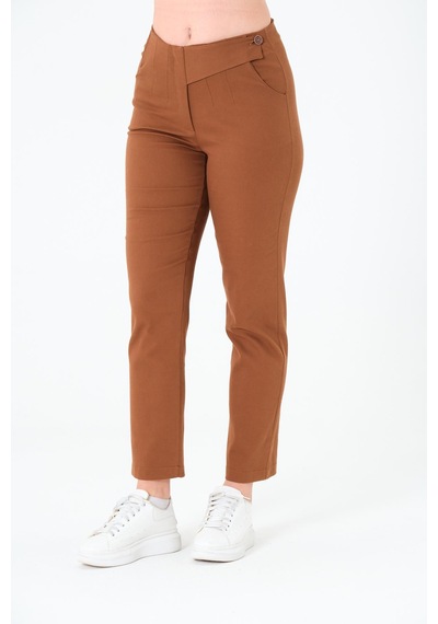 Sortie Collection Tek Düğmeli Gabardin Pantalon Kahverengi