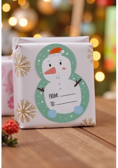 Yılbaşı Kardan Adam Şekilli Sticker Seti, Yeni Yıl Süs Ve Hediye& Çok Renkli