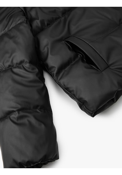 Koton Suni Deri Oversize Şişme Mont Cepli Dik Yaka Fermuarlı Siyah 5wak20169ew Siyah
