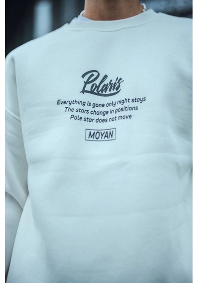 Modi Green Arka Baskılı Erkek Günlük Stil Beyaz Kışlık Bisiklet Yaka  Sweatshirt 2XL