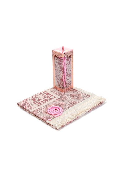 Özel Hediyelik Kutulu Seccadeli Tesbihli Set Pembe