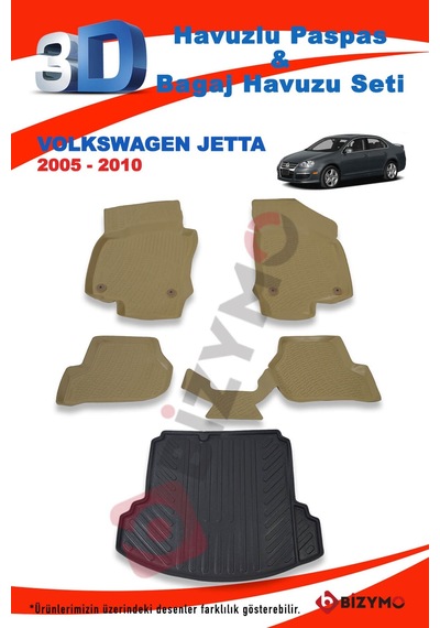 Volkswagen Jetta 2005-2010 Bej Paspas Ve Bagaj Havuzu Seti