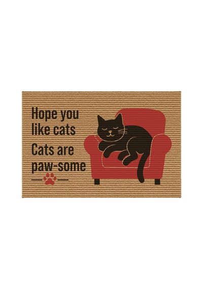 Decovetro Kapı Önü Halı Paspas Kedi Hope You Like Cats Baskılı 40 X 60 Cm Çok Renkli