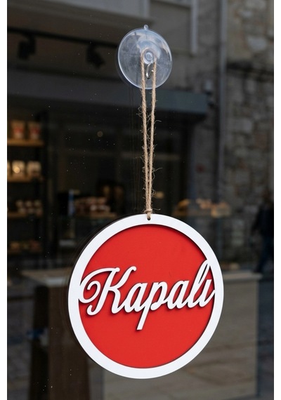 Üç Katlı El Yazılı Modern Açık/kapalı Tabelası - Kırmızı