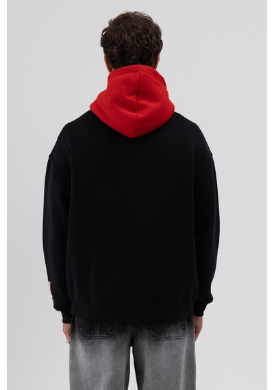 Vamos Çift Renk Baskılı Oversize Sweatshirt V70-92 Siyah
