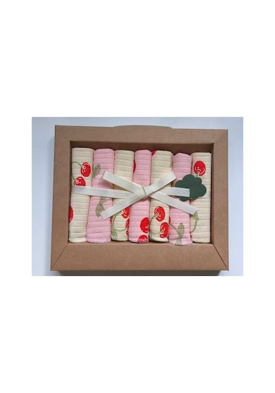 %100 Coton 7li Bebek Ağız Silme Mendili Vişne Diğer