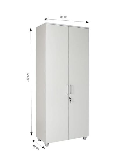 Kilitli Ve Bölmeli Çok Amaçlı Dolap, Ofis Ve Ev İçin Kilitlenebilir Ahşap Dolap, 190x80x40cm Gri Kilitli Ve Bölmeli Çok Amaçlı Dolap, Ofis Ve Ev İçin Kilitlenebilir Ahşap Dolap, 190x80x40cm Gri