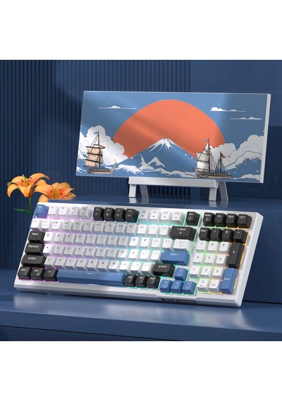 Magegee Sky98 99 Tuş Kablosuz Rgb Hot-swap Gasket Siyah-beyaz Gaming Klavye