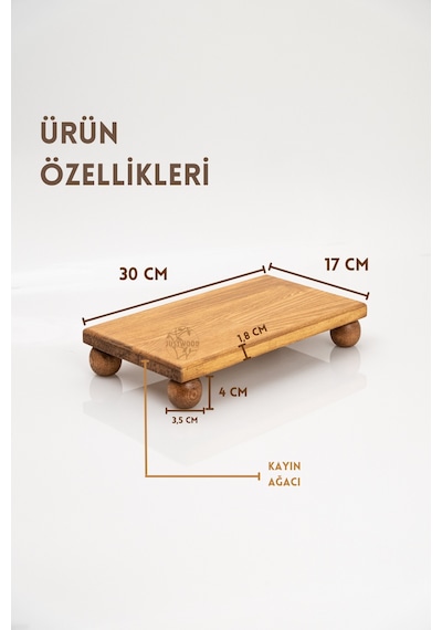 Justwood 2'li Risus Top Ayaklı 17x25 ve 17x30 CM Ahşap Dikdörtgen