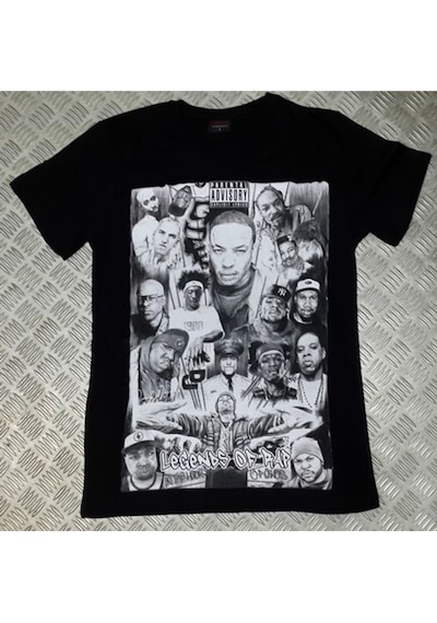 Stoned&Fame Legend Of Rap Baskılı T-shirt SIYAH