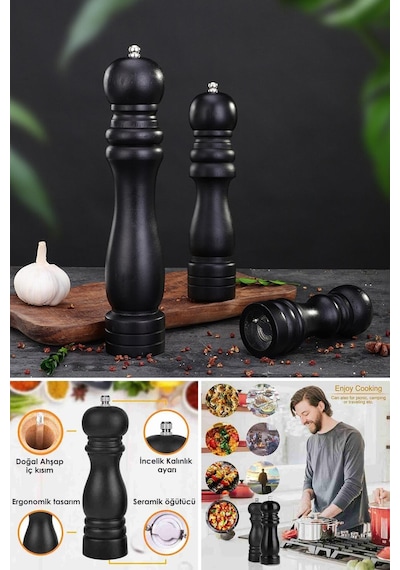 Trendpoint Karabiber Tuz Kahve Baharat Öğütücü Ahşap Manuel El De Kahve