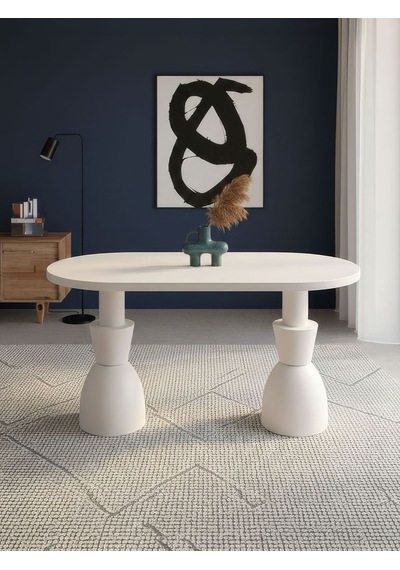 Monera Oval Ahşap Yemek Masası 90x170 Beyaz Monera Oval Ahşap Yemek Masası 90x170 Beyaz