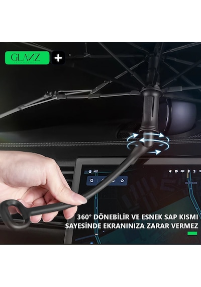 Glanz Premium Güneşlik Şemsiye Oto Katlanabilir Araba Ön Cam Gölgelik Güneş Koruyucu 145-79 CM