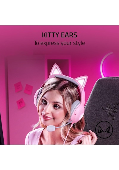 Ayrex Kraken Kitty V2 - Kablolu Rgb Kulaklık Kedi Kulaklı Reaktif Akış Aydınlatması, Razer Hyperclear Mikro, Trif