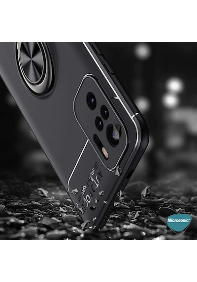 Microsonic Xiaomi Redmi Note 10S Kılıf Kickstand Ring Holder