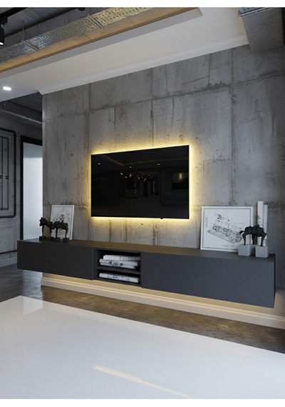 Resital Ledli Duvara Monte Tv Sehpası - Antrasit - W6009-4 Antrasit