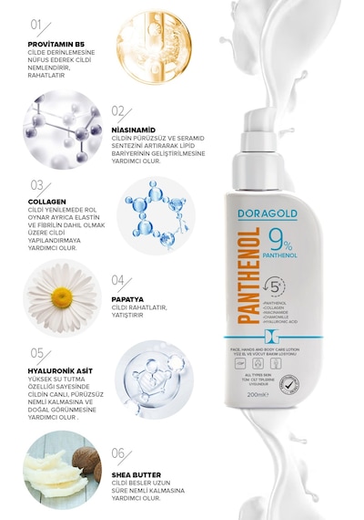 Doragold Panthenol El Yüz ve Vücut Bakım Losyonu 200 ML