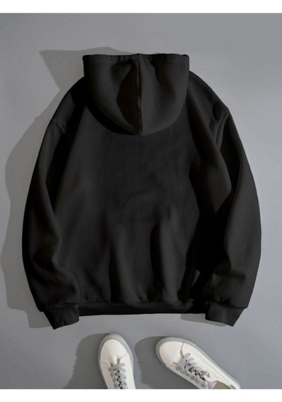 San Diego California Sweatshirt - Siyah Baskılı Oversize Kışlık Kalın Kapüşonlu Siyah