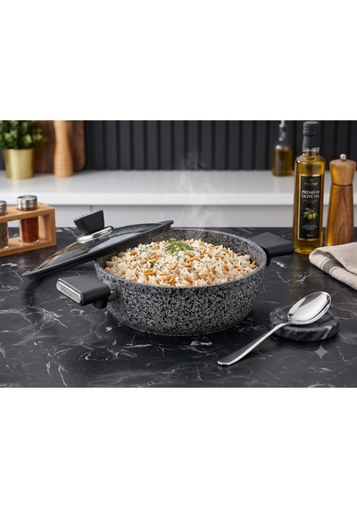 Silver Stone Ultra Güçlü Granit Basık Pilav Karnıyarık Tenceresi 30 Cm Diğer