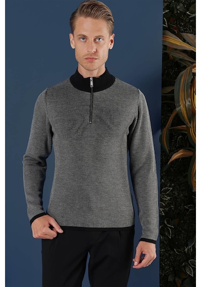 Efor Tr 859 Slim Fit Siyah Klasik Triko Siyah