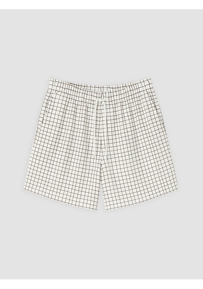 Lcw Swımwear Bej Kısa Boy Kareli Erkek Deniz Şortu