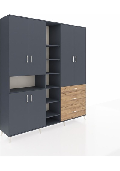 Hyperion Dolap 13 Raflı 3 Çekmeceli 6 Kapaklı 220x44x243 Antrasit-antrasit/çam Çok Renkli Hyperion Dolap 13 Raflı 3 Çekmeceli 6 Kapaklı 220x44x243 Antrasit-antrasit/çam Çok Renkli