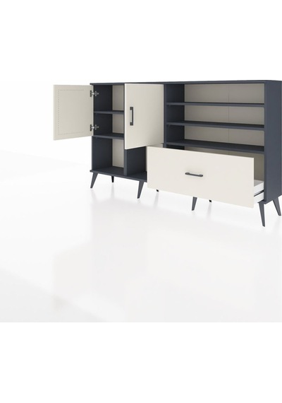 Arges Konsol 7 Raflı Tek Çekmeceli 2 Kapaklı 176x30x99 Antrasit-aytaşı Aytası - Antrasıt Arges Konsol 7 Raflı Tek Çekmeceli 2 Kapaklı 176x30x99 Antrasit-aytaşı Aytası - Antrasıt
