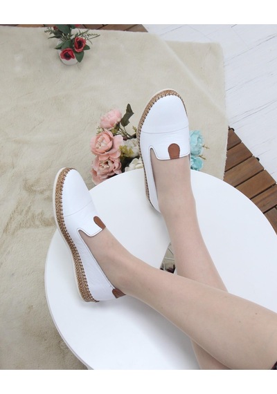 Nesil Shoes Syg P01 Beyaz Hakiki Deri Kadın Ayakkabı-beyaz Beyaz