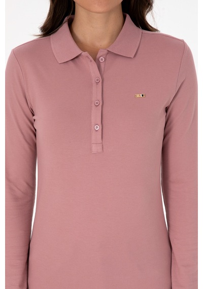 U.S. Polo Assn. Kadın Gül Kurusu Basic Polo Yaka Sweatshırt 50313593-VR221