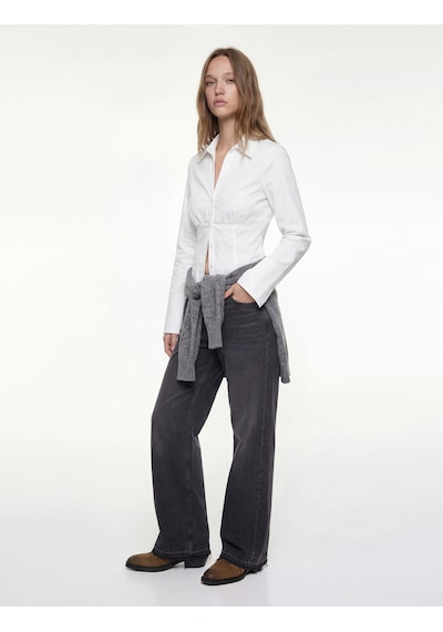 Koton Slim Fit Düğmeli Klasik Yaka Uzun Kollu Gömlek Beyaz 6wal60078ıw Beyaz