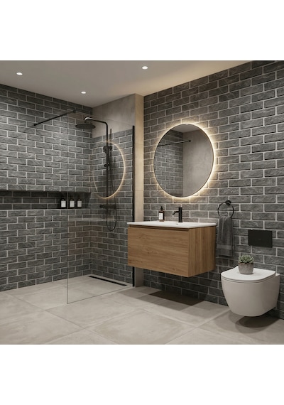 30x60 Cm Kendinden Yapışkanlı Duvar,banyo,tezgah Arası Kaplama Gri Tuğla Desen 6 Adet 30 X 60 Cm