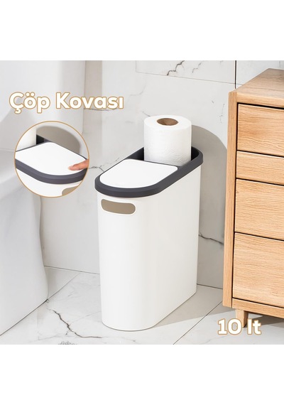 M-325 Çöp Kutusu Banyo Mutfak Çöp Kovası Kapaklı Banyo Çöp Kovası 10 Lt Diğer