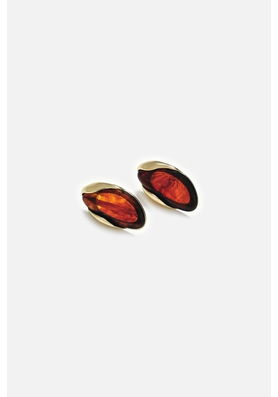 Oval Reçine Küpe Gold 81810264