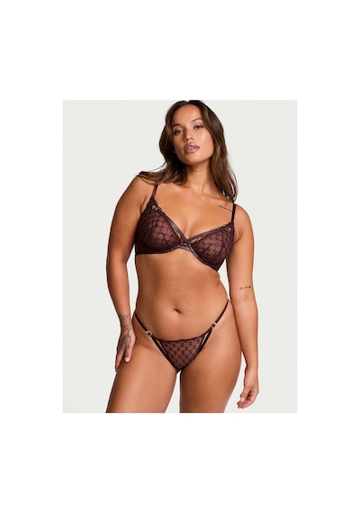 Victoria's Secret Vs Logo İşlemeli Askılı Bikini Külot Bordo