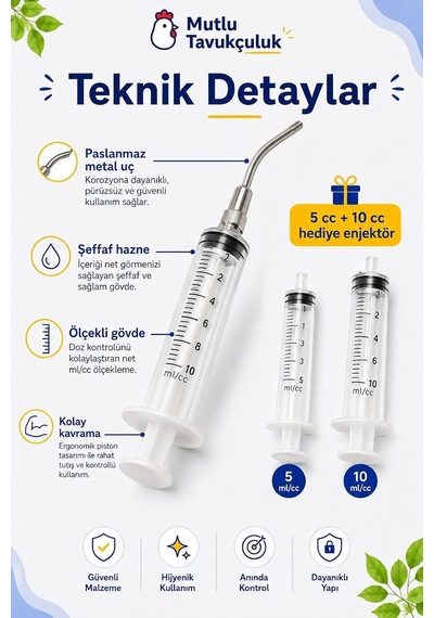Tr Kuş Besleme Aparatı Muhabbet Kuşu Kanarya Sultan Papağanı Çelik Uçlu Elle Besleme Şırıngası 5 Cc Ve 10 Cc