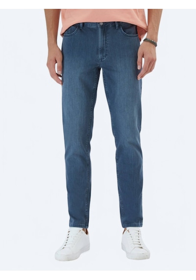 Kip Koyu Petrol Slim Fit Denim Pamuk Karışımlı Pantolon Koyu Petrol