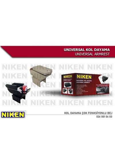 Niken Araç Orta Konsol Kolçak Kol Dayama Üniversal Ortadan Açılır Bej