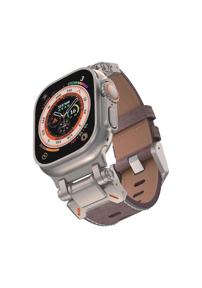 E2m Apple Watch 42-44-45-46-49mm Krd-32 Deri Kordon Kahverengi