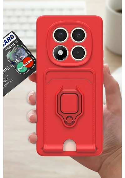 Uray Store Xiaomi Redmi Note 14 Pro Plus Kılıf Zuma Kartvizitli Yüzüklü Silikon - Siyah