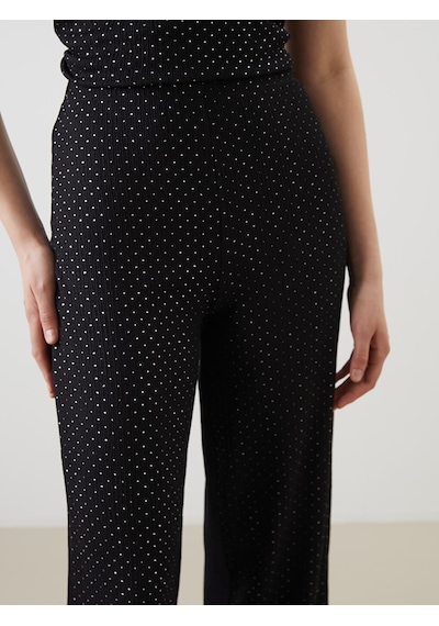 Lcwaıkıkı Classic Siyah Beli Lastikli Puantiyeli Kadın Pantolon